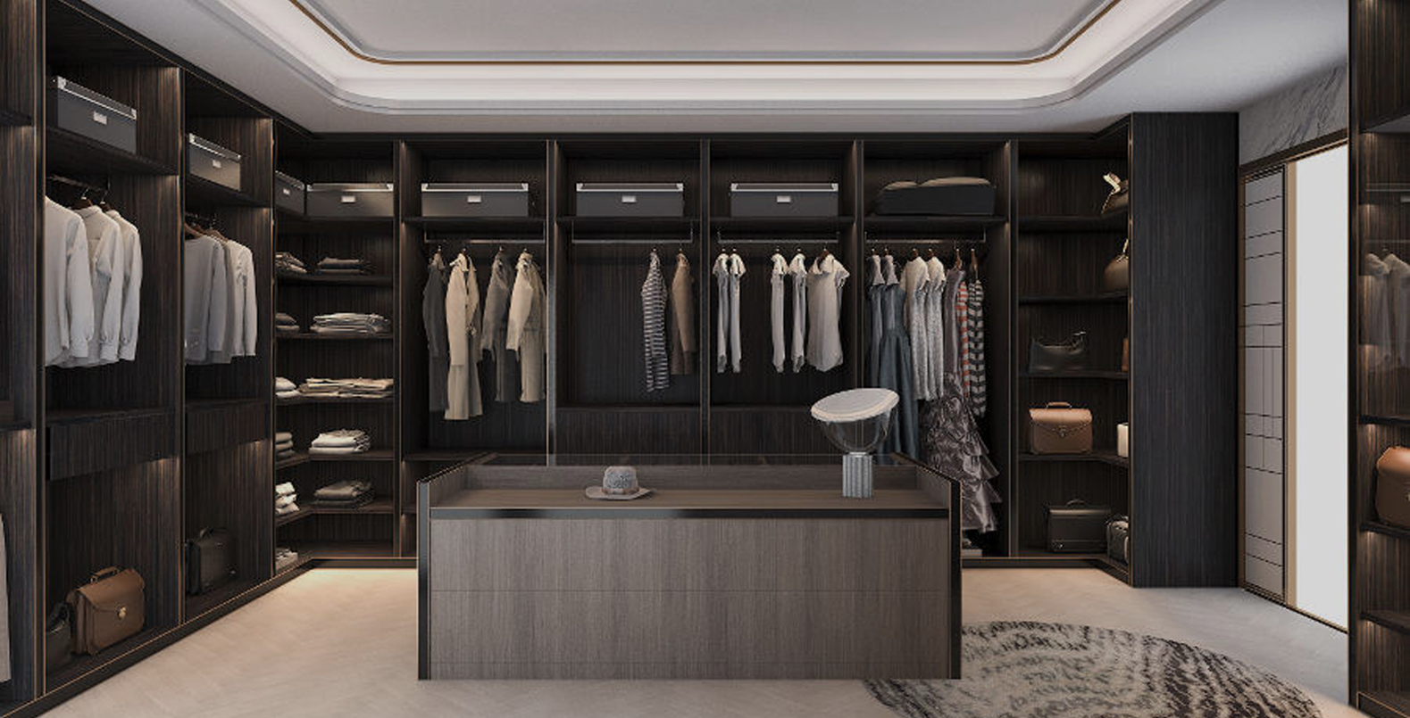 Modern wide space closet and dressing room