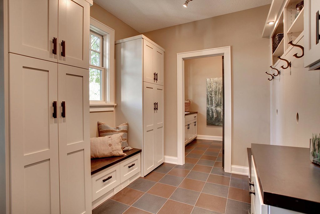 Neutral Colored High-Traffic Mudroom & Entryway
