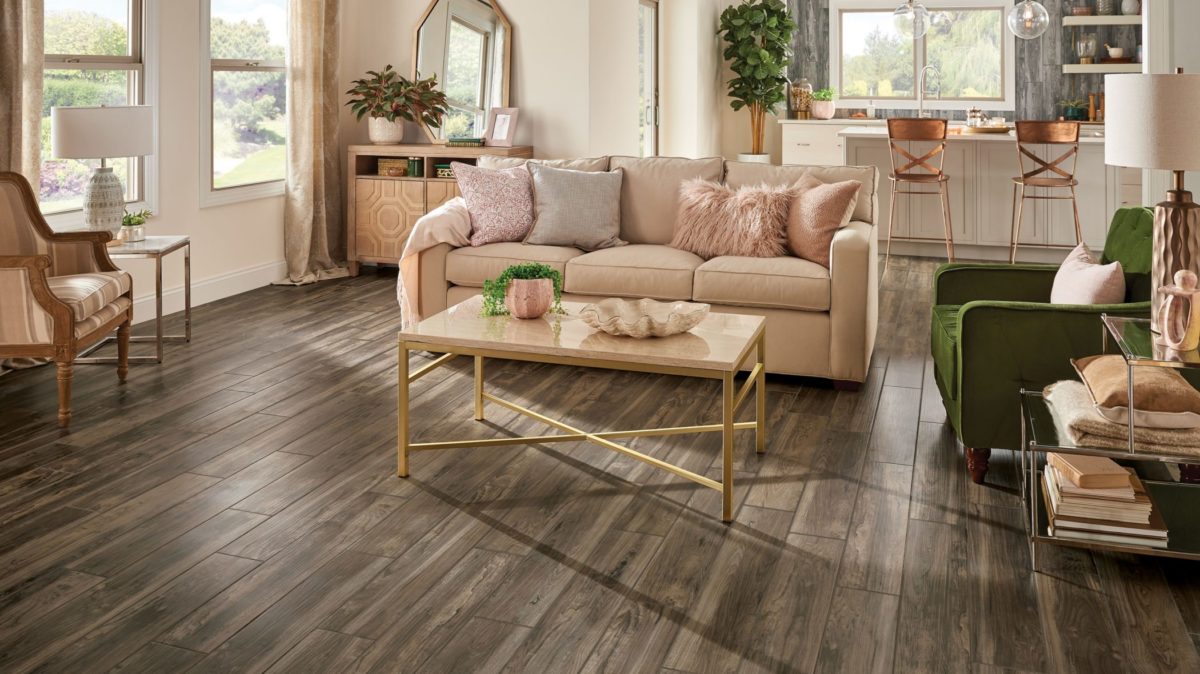Armstrong Flooring living space design with neutral colors accent