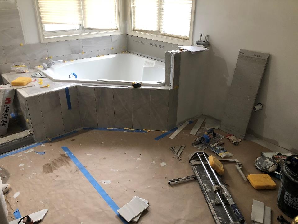 Bath tub installation for remodeling project
