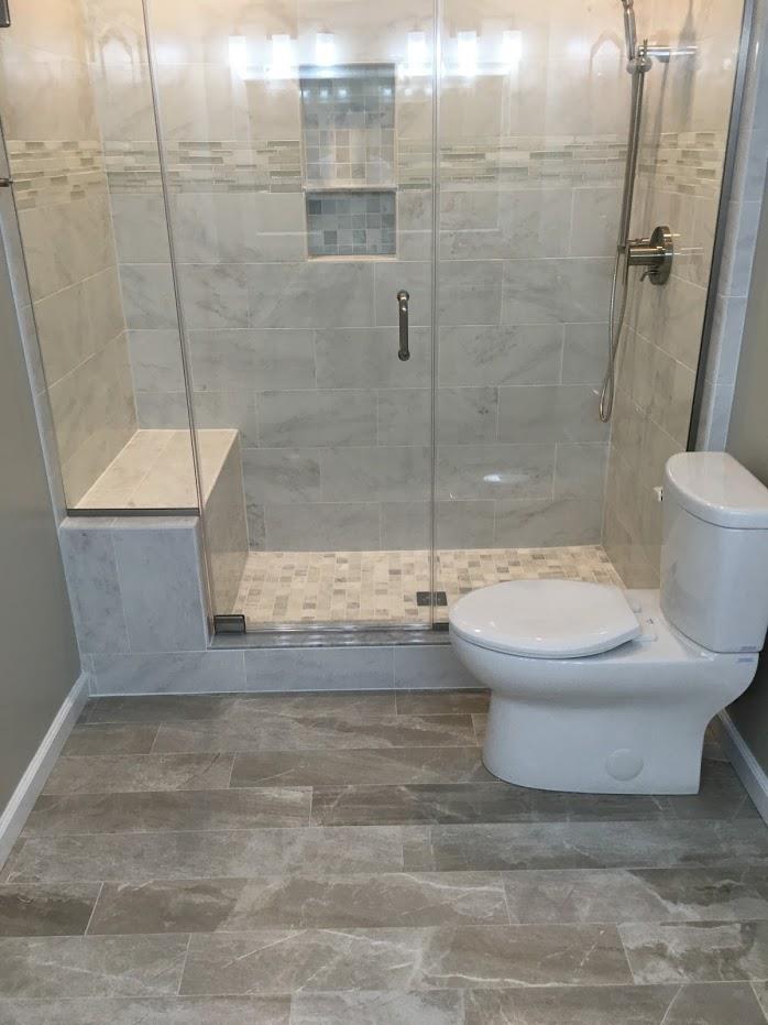 shower room with toilet setup