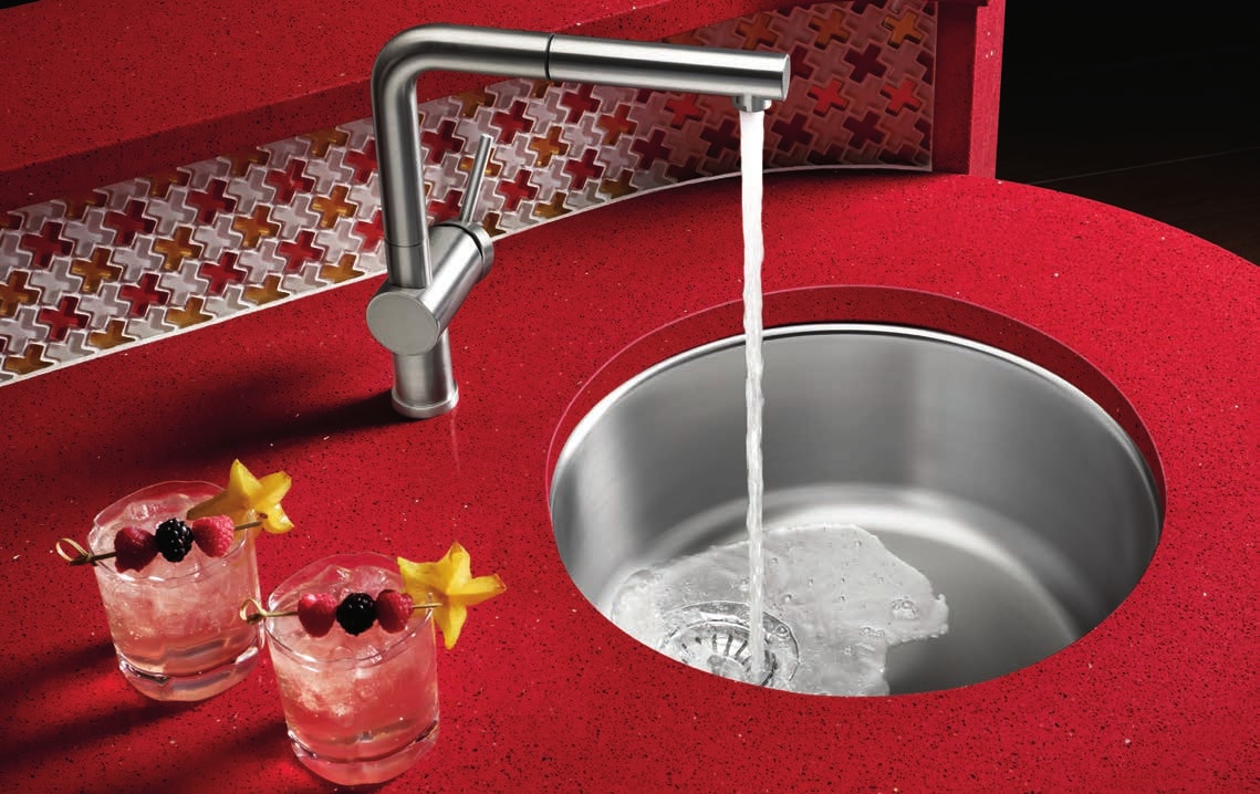 Round Red Blanco Sinks with ball faucet
