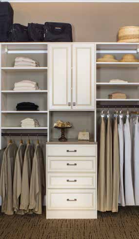 Custom dressing room with white cabinets