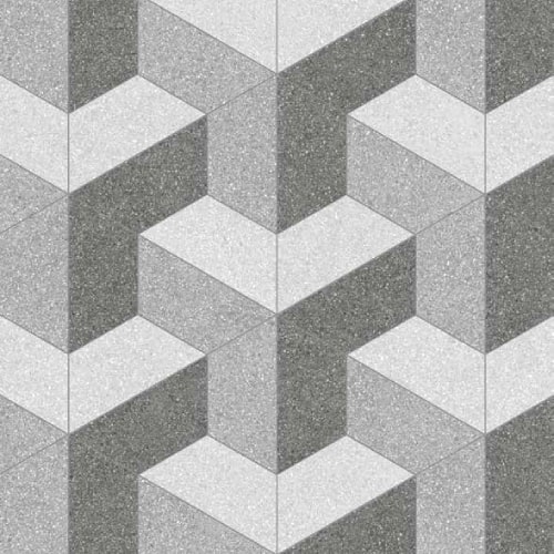 Geometrical Conestoga Tile Half Hexagon Pearl