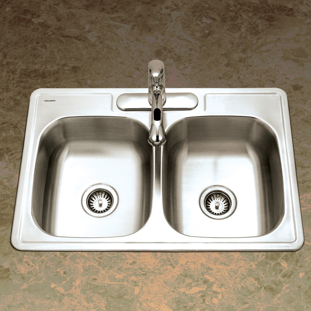 Houzer Sink double bowl center faucet