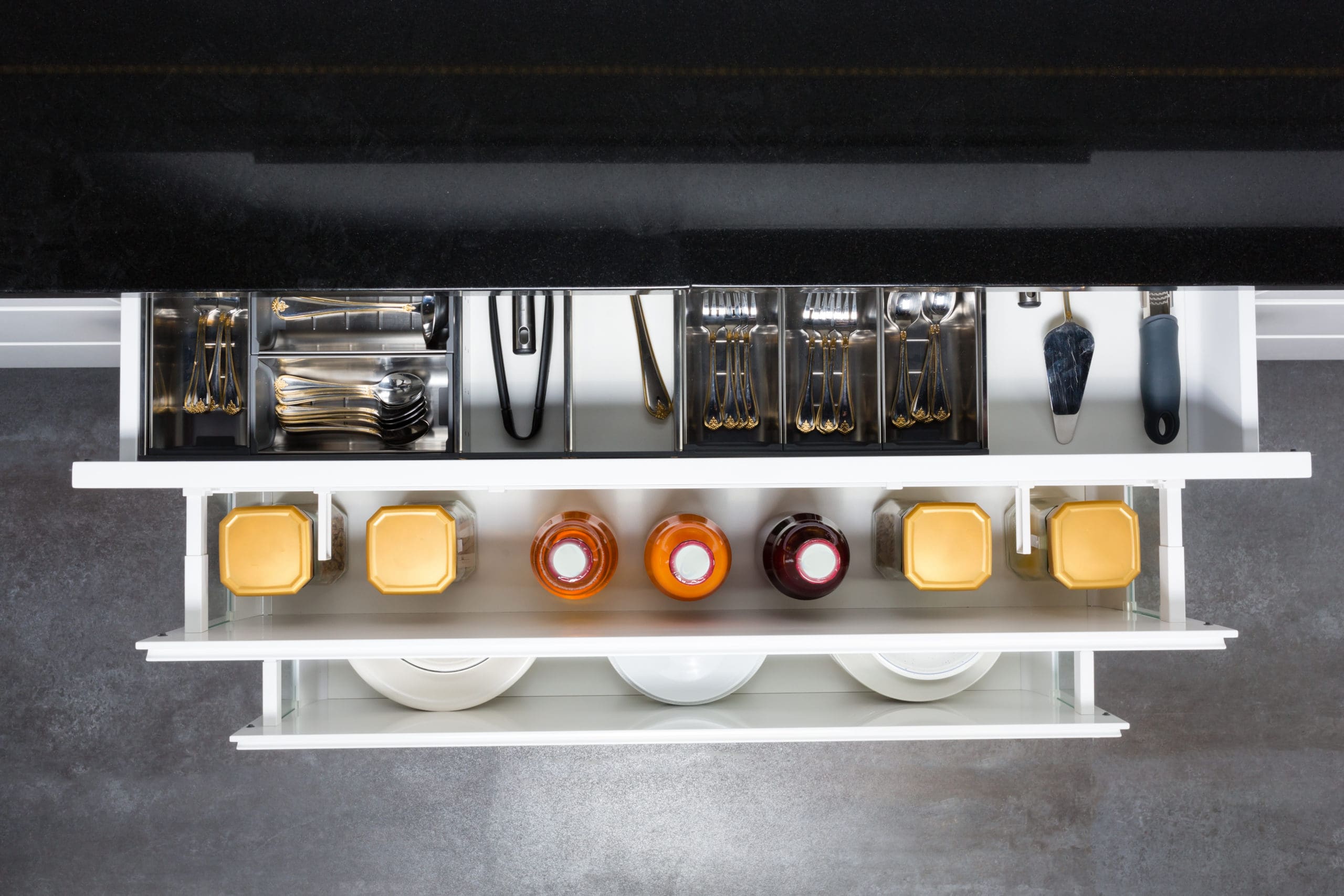 Multi-layer kitchen cabinet storage drawers