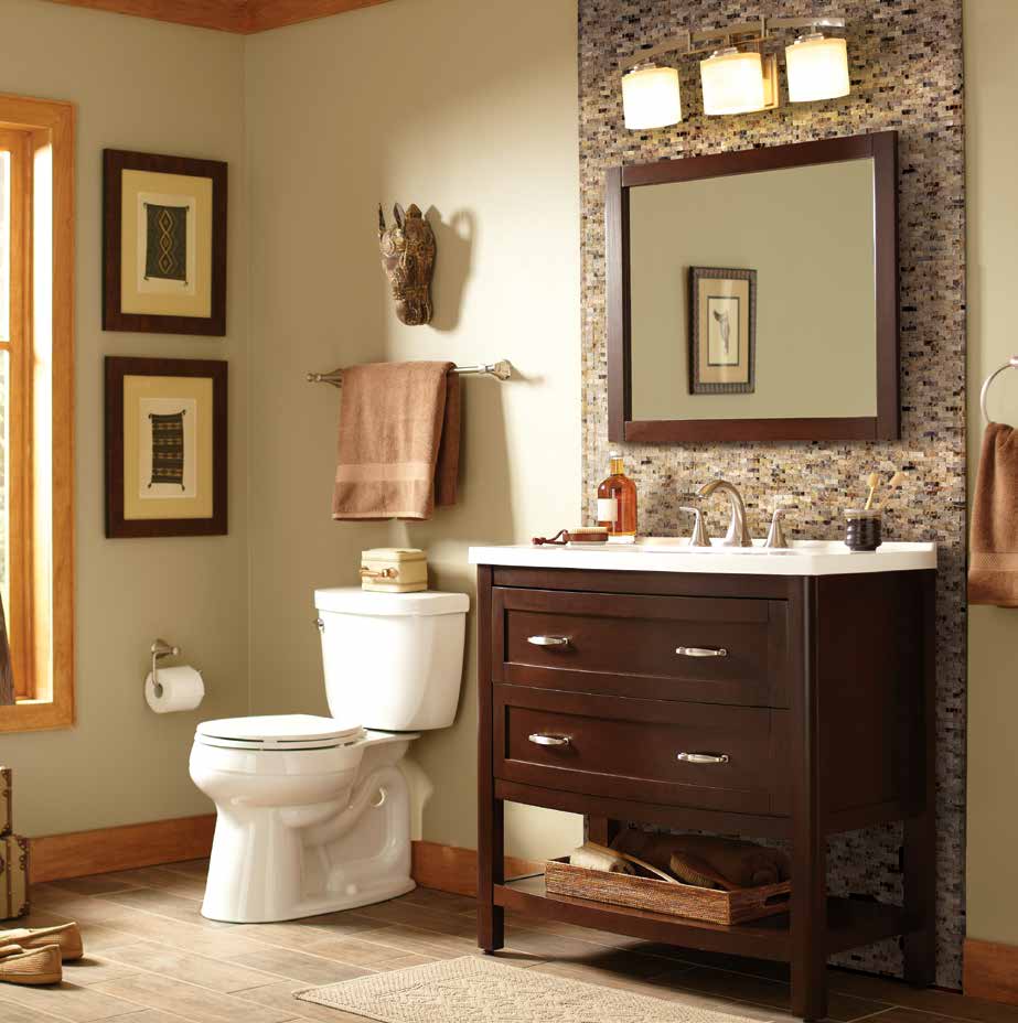 MSI Mosaic bathroom walls installation with wooden drawer and toilet