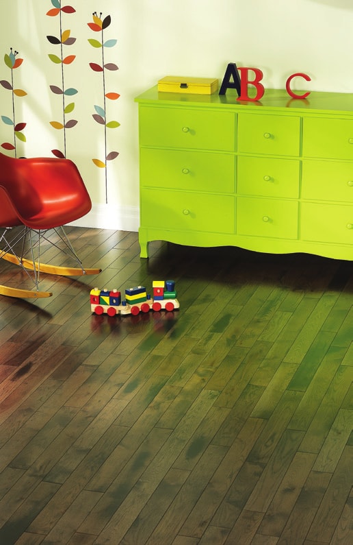 Mercier Floor child's play room with yellow green cabinet and toys