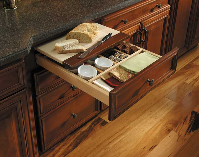 Drawer Base with Bread Board and Utensil Storage